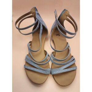 So - Light Blue Strapped Open Toe Sandle Shoe w/studs - Size 9 - See Pics
